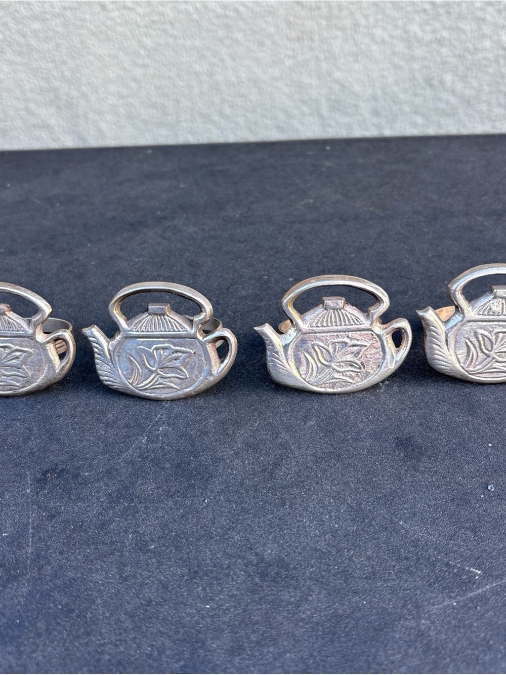 Teapot Napkin Rings - Napkin Holders Stainless Steel Set Of 4 Made in India
